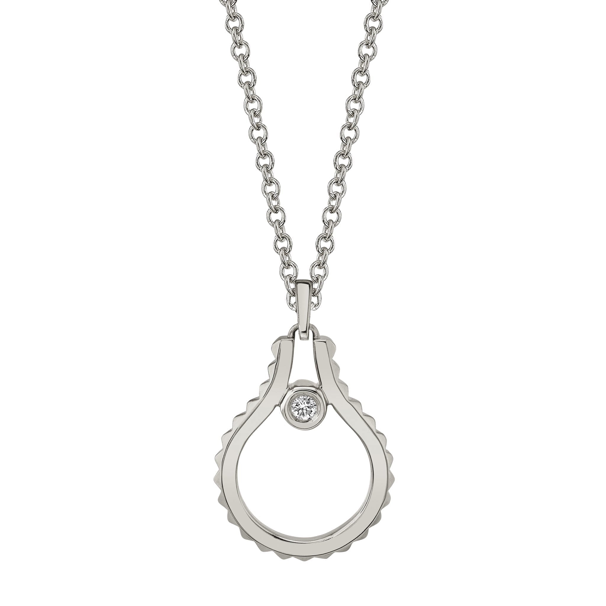 MICHAEL M Necklaces 14K White Gold Mini Signature MM Tetra Pendant P379