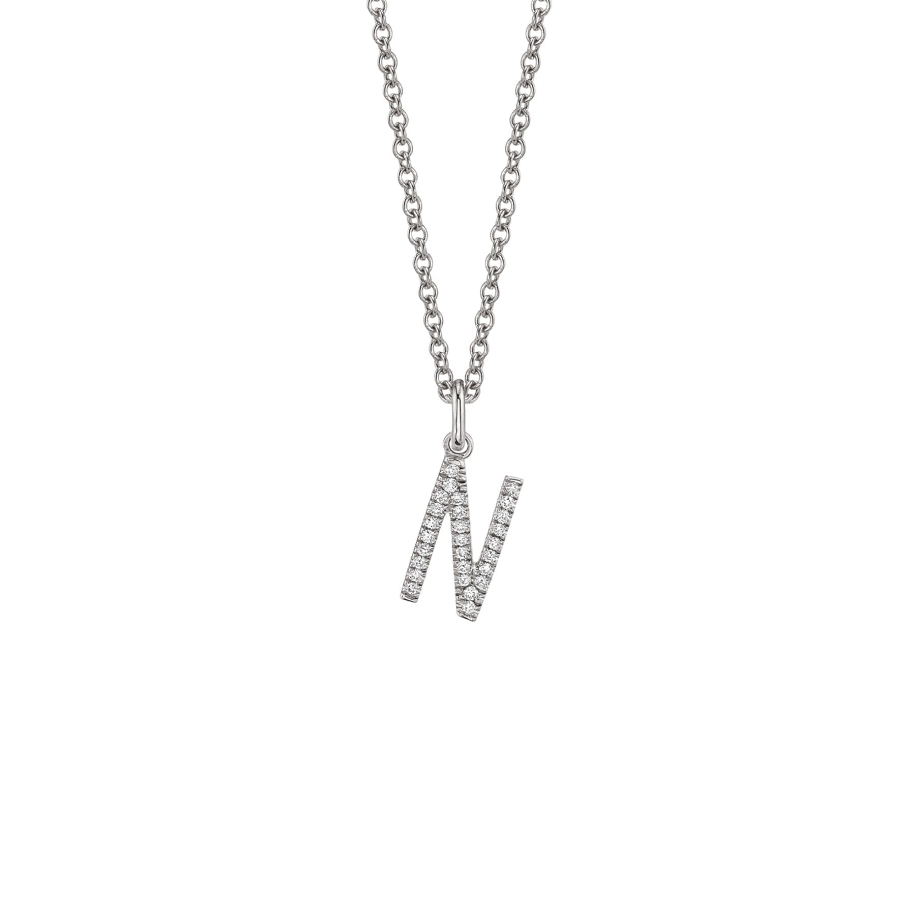 MICHAEL M Necklaces 14K White Gold / N Diamond Initial Pendant P141N