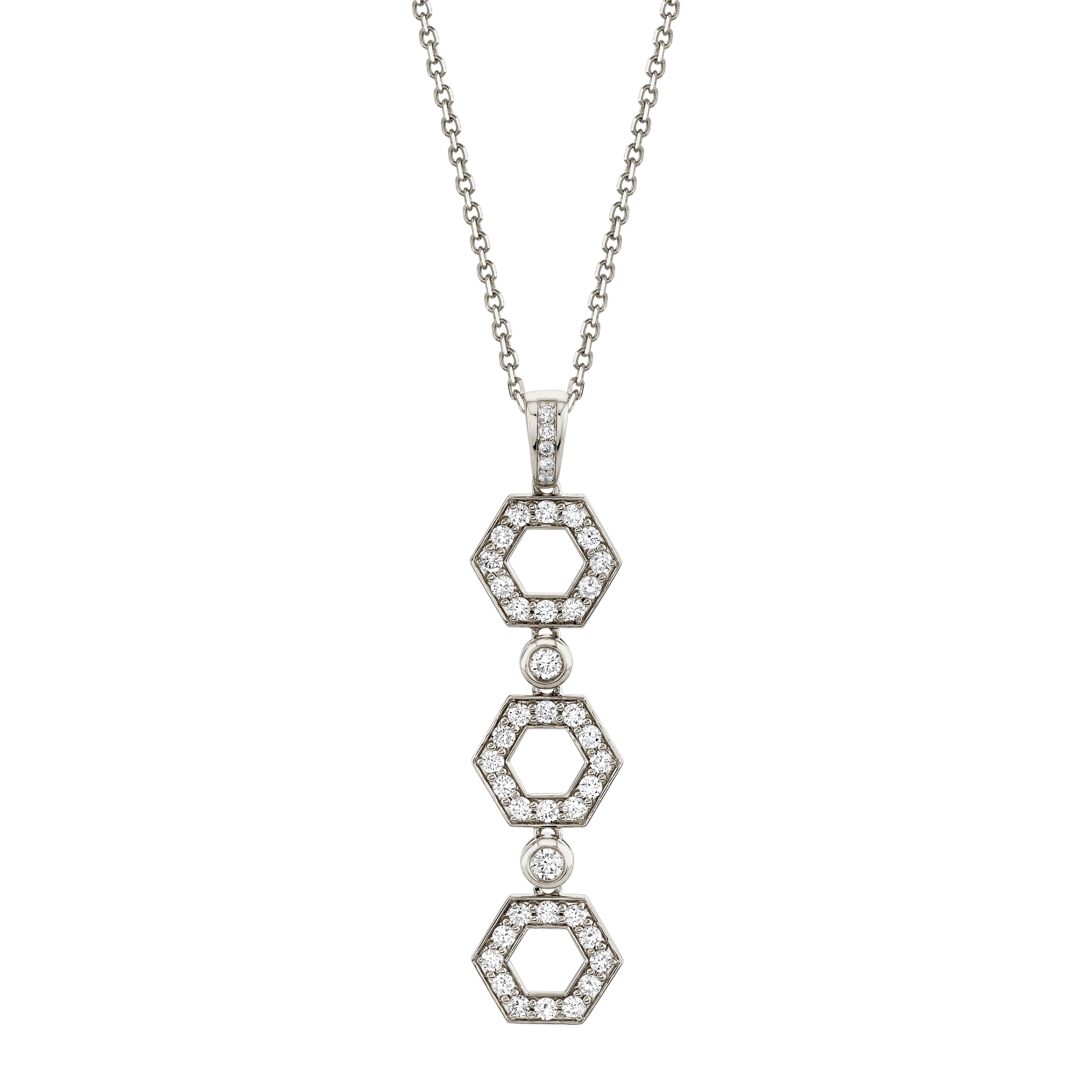 MICHAEL M Necklaces 14K White Gold Pavé Hex Infinity Pendant P506