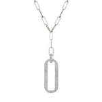 MICHAEL M Necklaces 14k White Gold Pavé Longline Link Medallion Lariat CN518PV