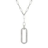 MICHAEL M Necklaces 14k White Gold Pavé Longline Link Medallion Lariat CN518PV