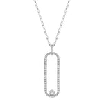MICHAEL M Necklaces 14k White Gold Pave Longline Link Pendant P360PV