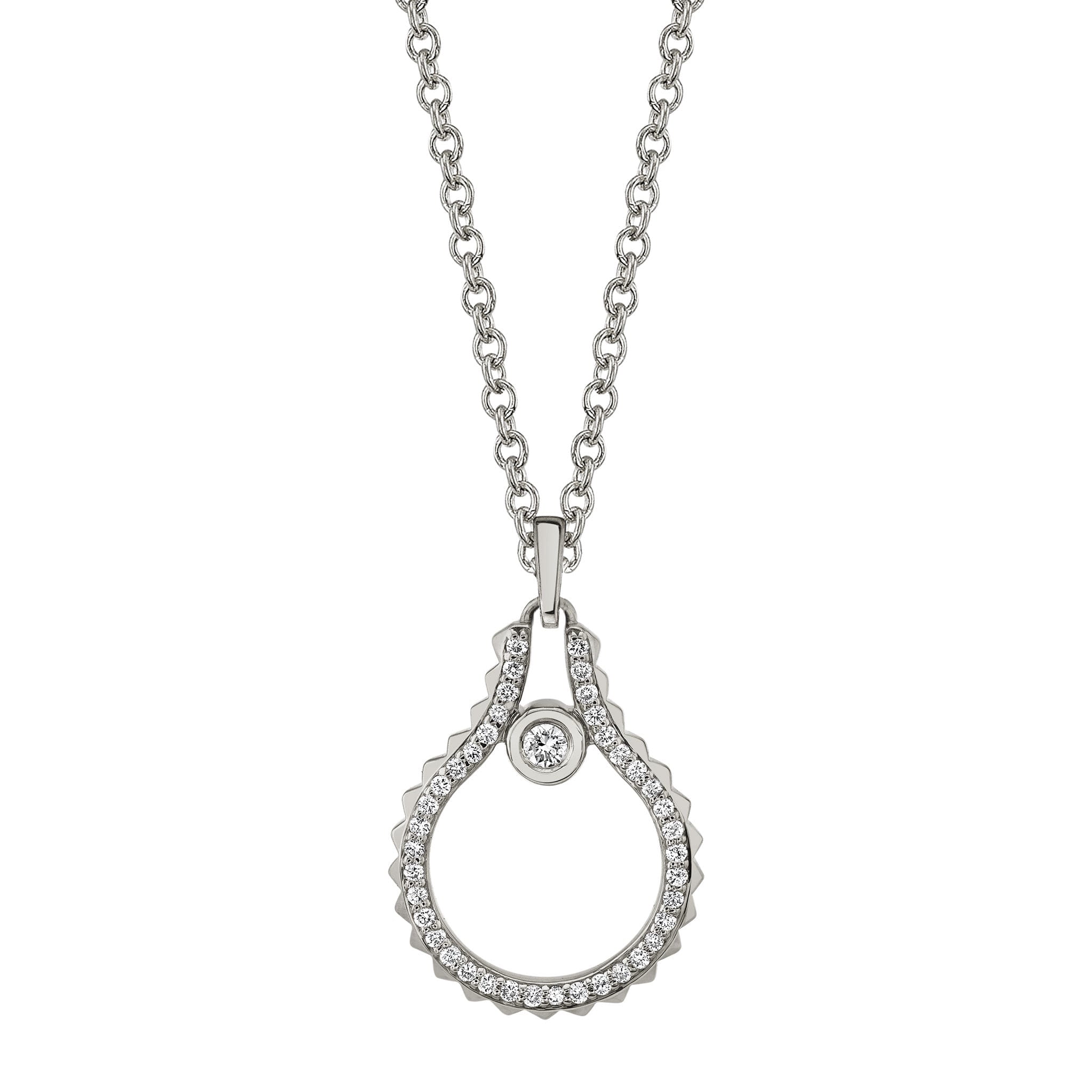 MICHAEL M Necklaces 14K White Gold Pavé Mini Signature MM Tetra Pendant P380WG
