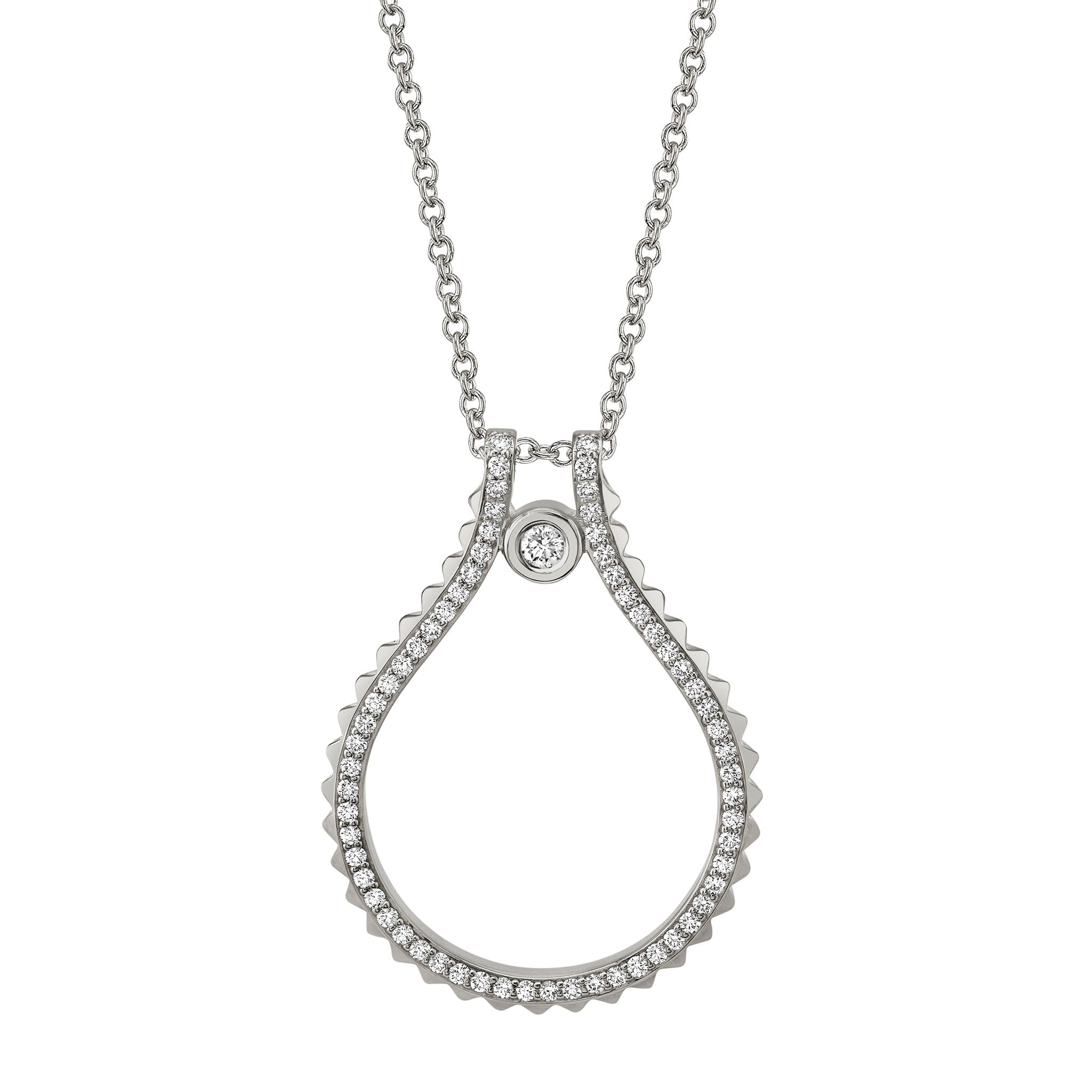 MICHAEL M Necklaces 14K White Gold Pavé Signature MM Tetra Pendant P373WG