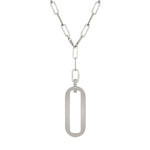 MICHAEL M Necklaces 14k White Gold Plain Longline Link Medallion Lariat CN518