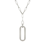 MICHAEL M Necklaces 14k White Gold Plain Longline Link Medallion Lariat CN518