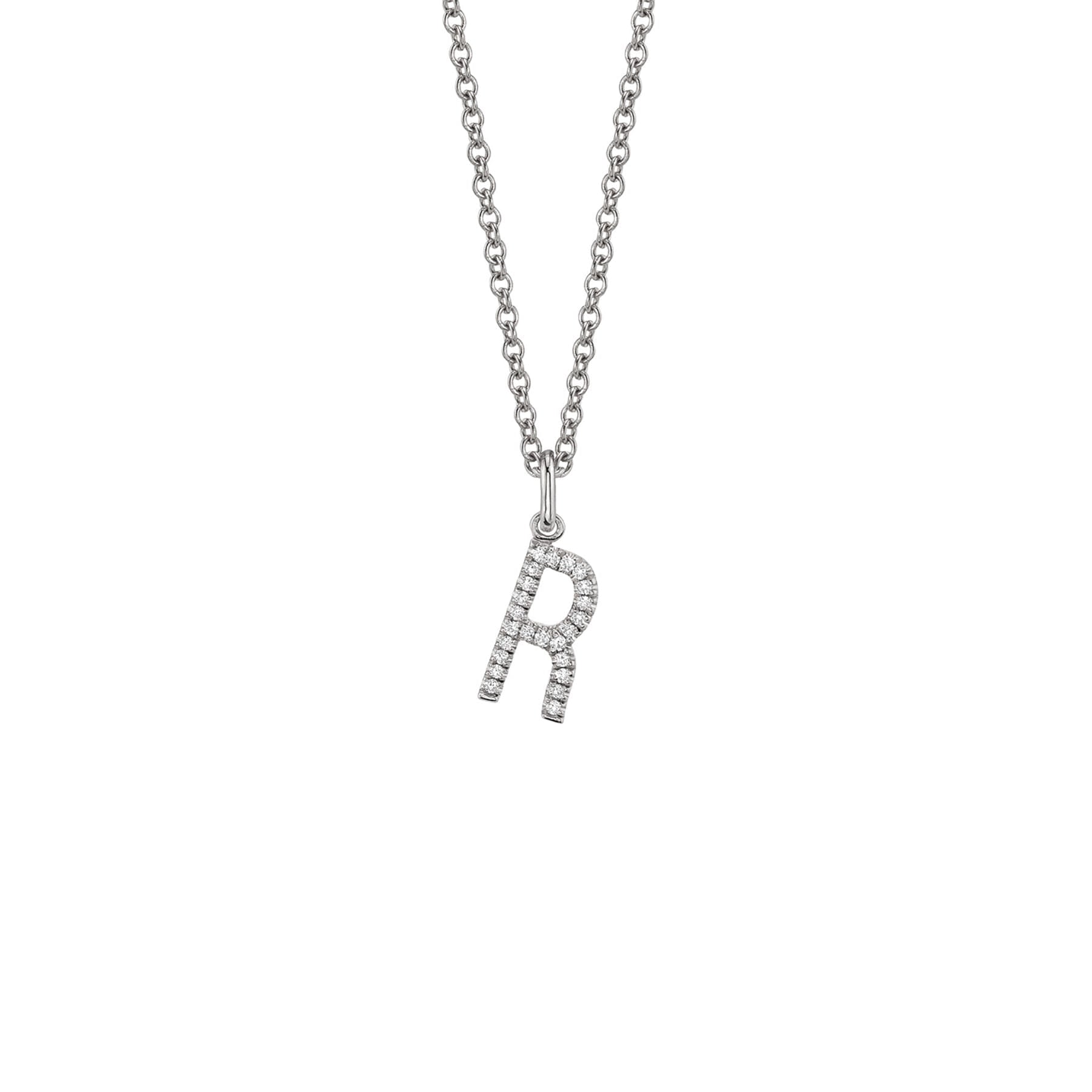 MICHAEL M Necklaces 14K White Gold / R Diamond Initial Pendant P141R