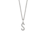 MICHAEL M Necklaces 14K White Gold / S Diamond Initial Pendant P141S