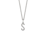 MICHAEL M Necklaces 14K White Gold / S Diamond Initial Pendant P141S
