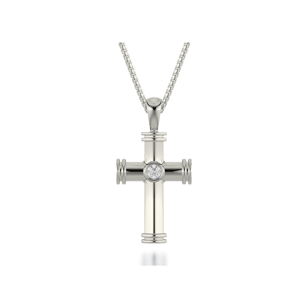 MICHAEL M Necklaces 14K White Gold Single Diamond Cross Pendant MP234WG