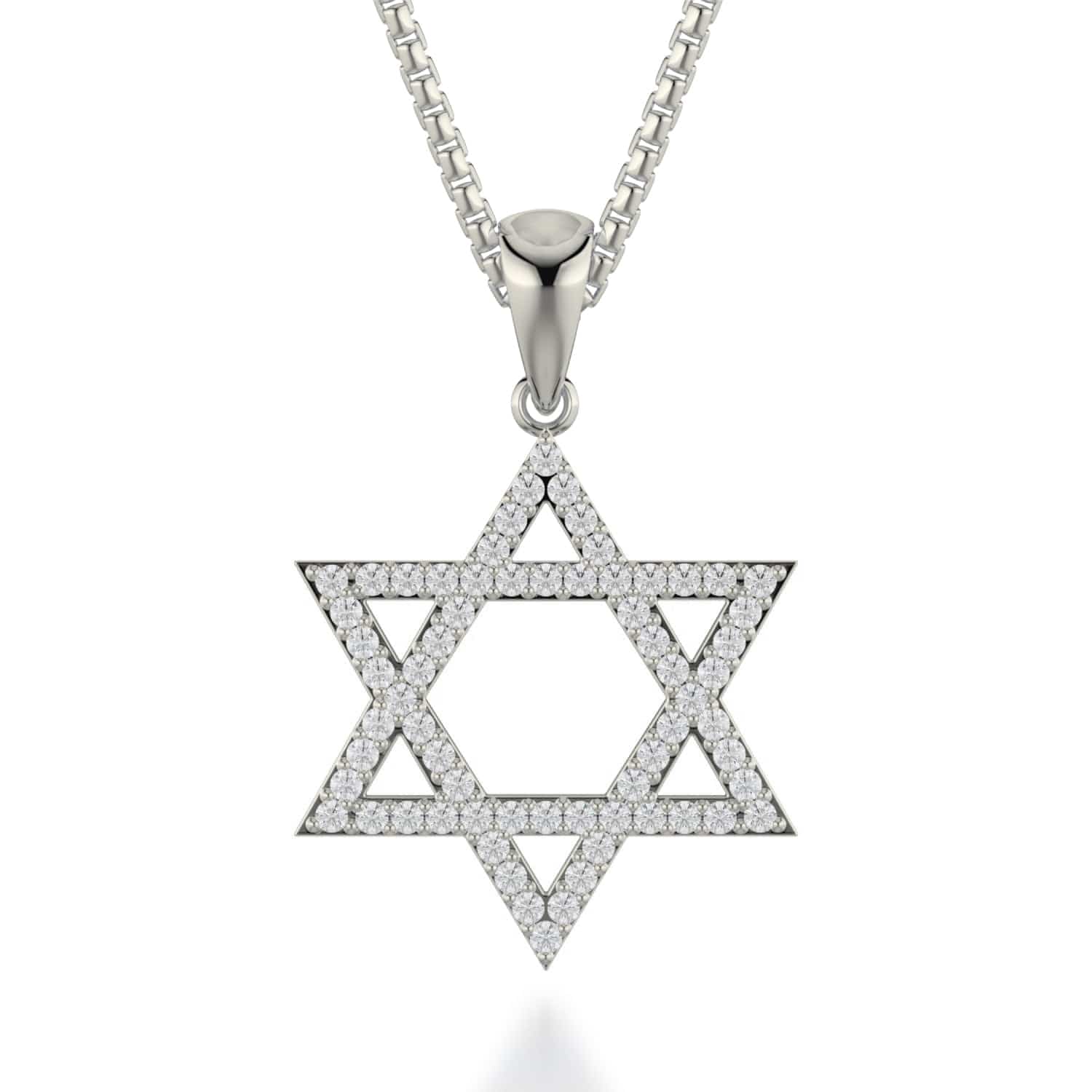 MICHAEL M Necklaces 14K White Gold Star of David Diamond Pendant MP235