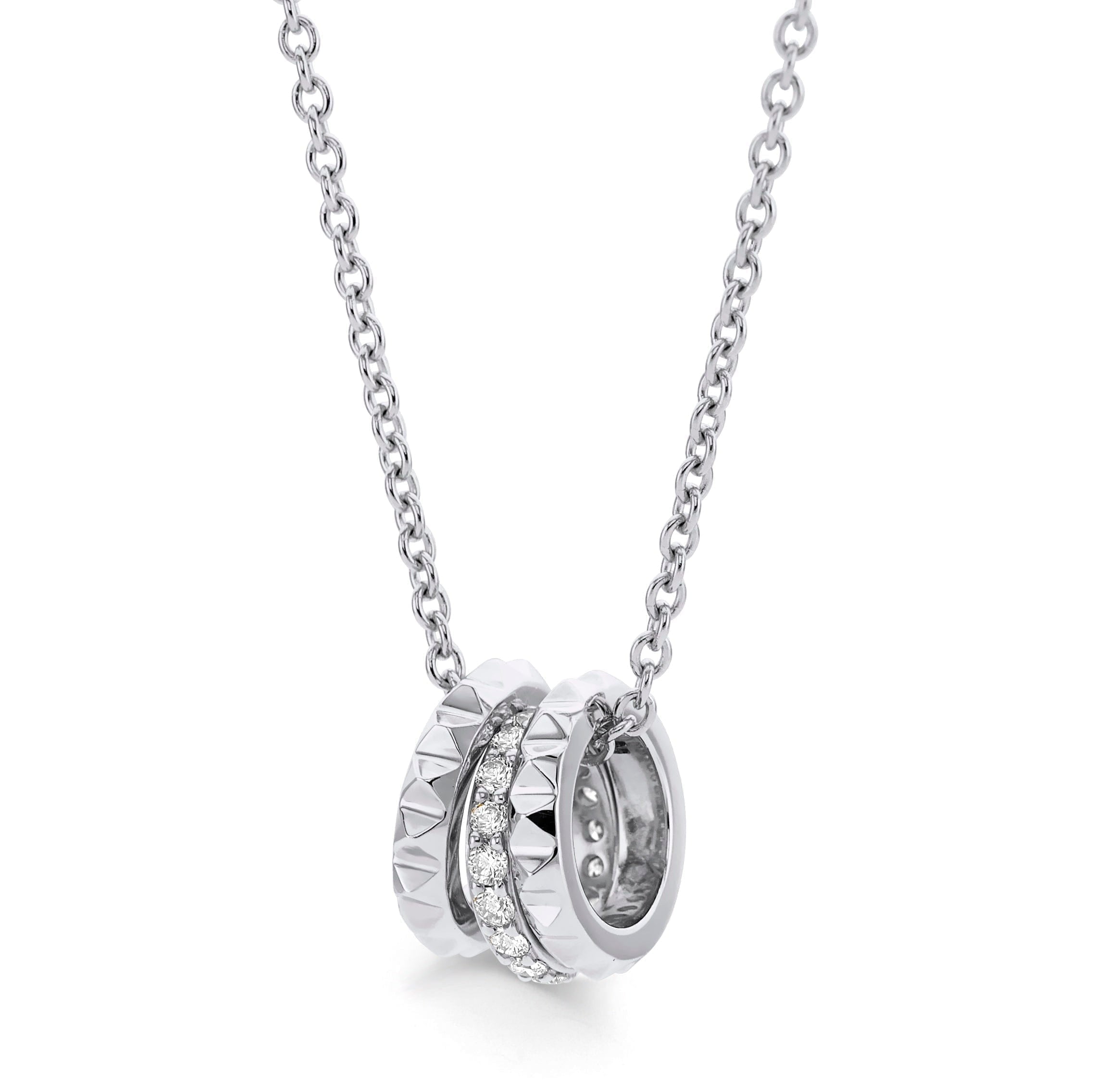 MICHAEL M Necklaces 14K White Gold Tetra 3 Ring Necklace P376