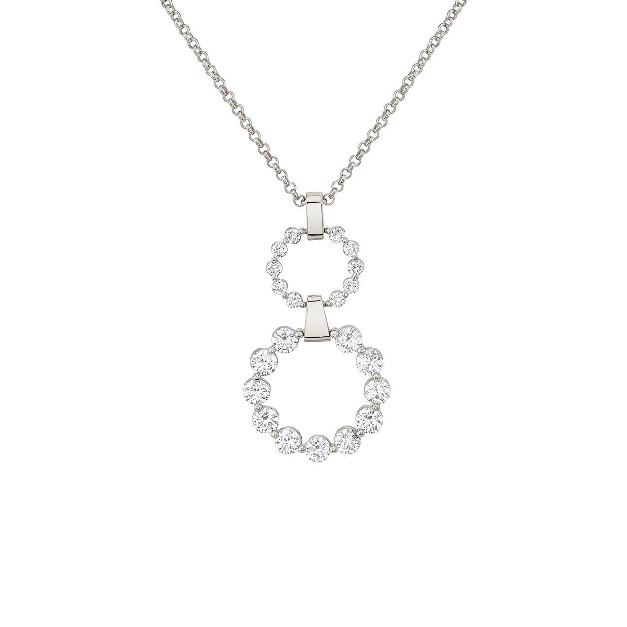 MICHAEL M Necklaces 14K White Gold Two Ring Cloud Drop Pendant P386-S