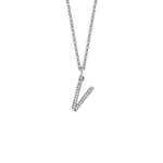 MICHAEL M Necklaces 14K White Gold / V Diamond Initial Pendant P141V
