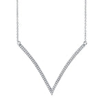 MICHAEL M Necklaces 14K White Gold Wide V Diamond Pendant P217