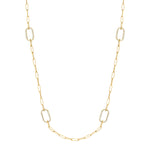 MICHAEL M Necklaces 14K Yellow Gold / 32" Pavé Link Station Necklace CN519