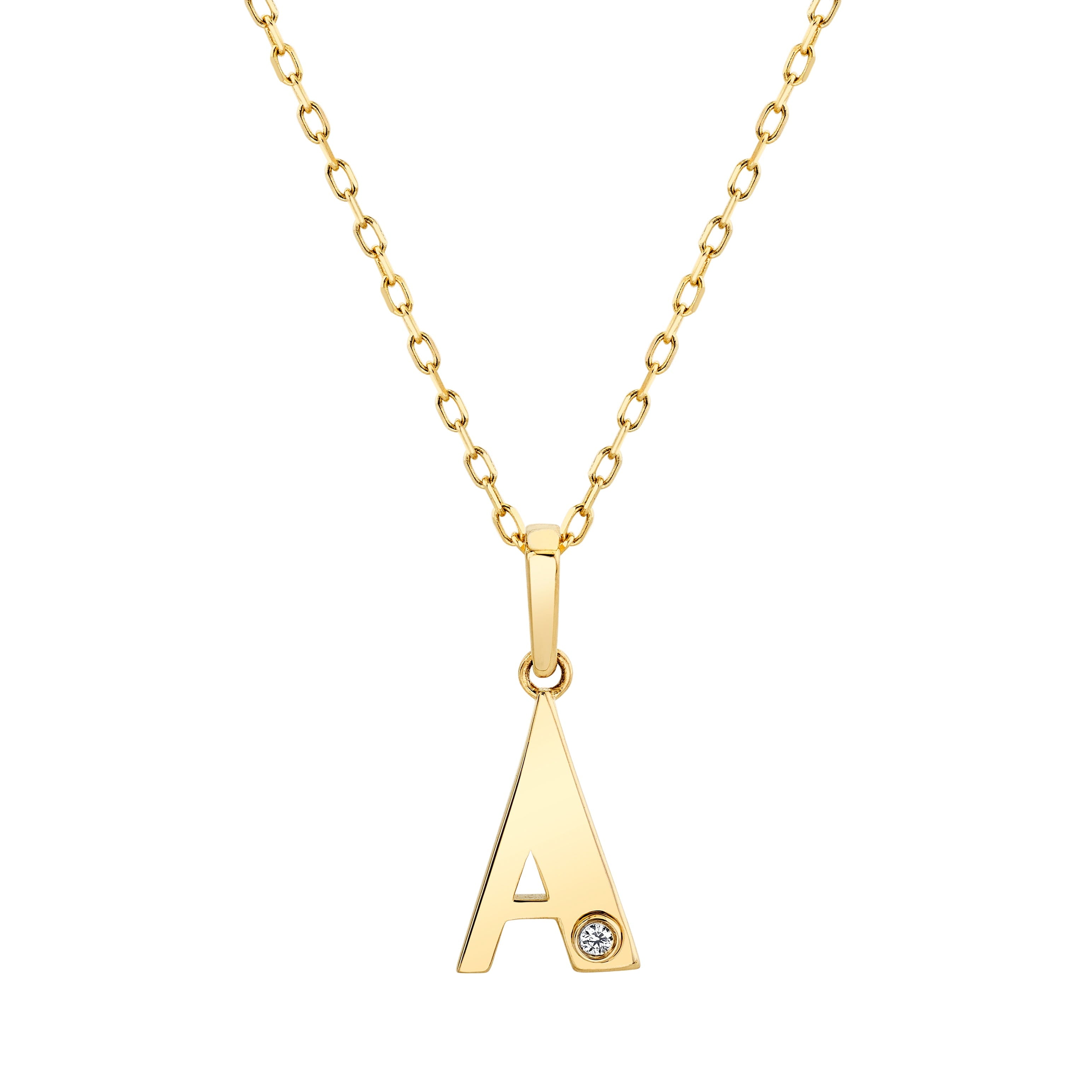 MICHAEL M Necklaces 14K Yellow Gold / A Deco Initial Charm P403A-NC