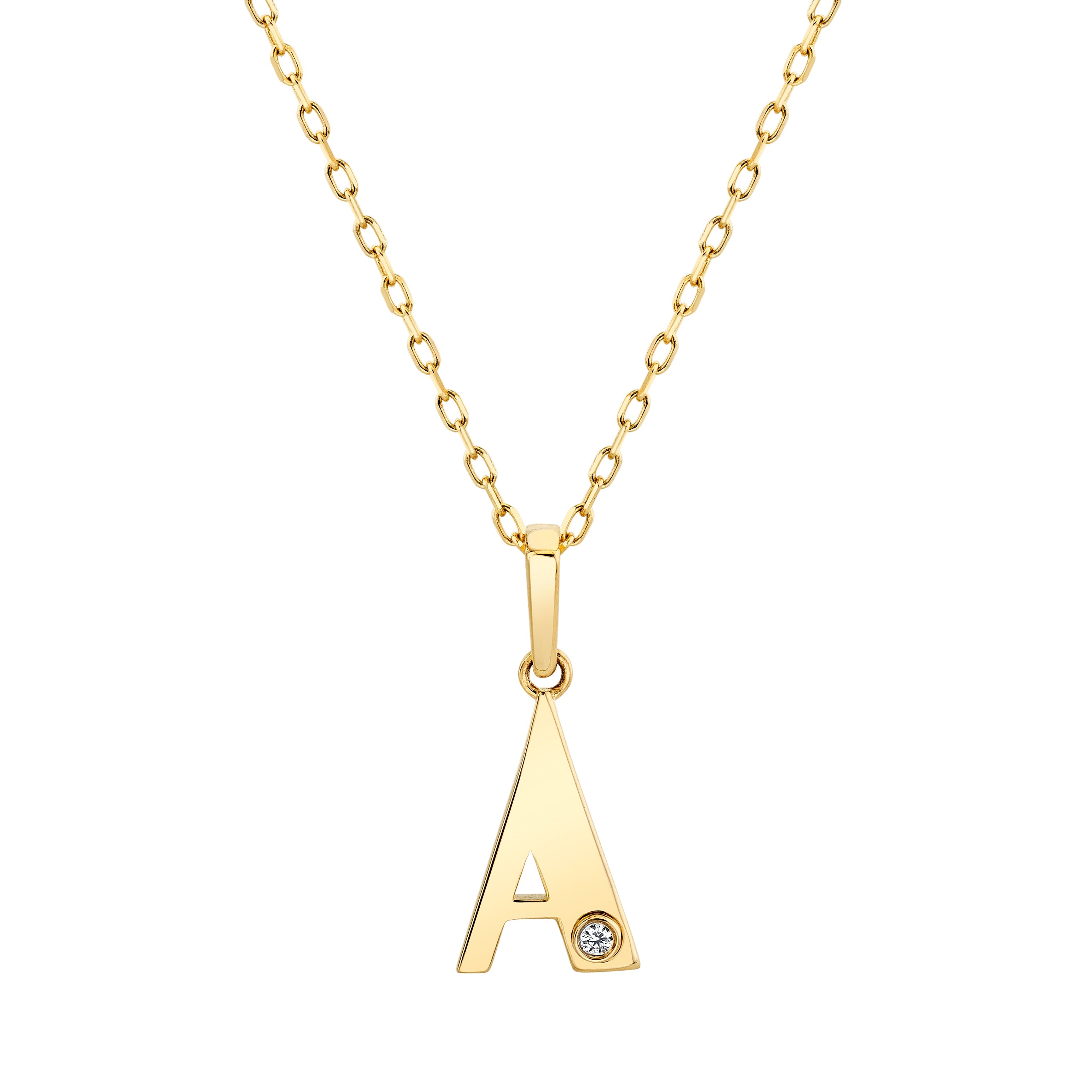 MICHAEL M Necklaces 14K Yellow Gold / A Deco Initial Pendant P403