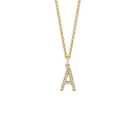 MICHAEL M Necklaces 14K Yellow Gold / A Diamond Initial Pendant P141A