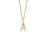 MICHAEL M Necklaces 14K Yellow Gold / A Diamond Initial Pendant P141A