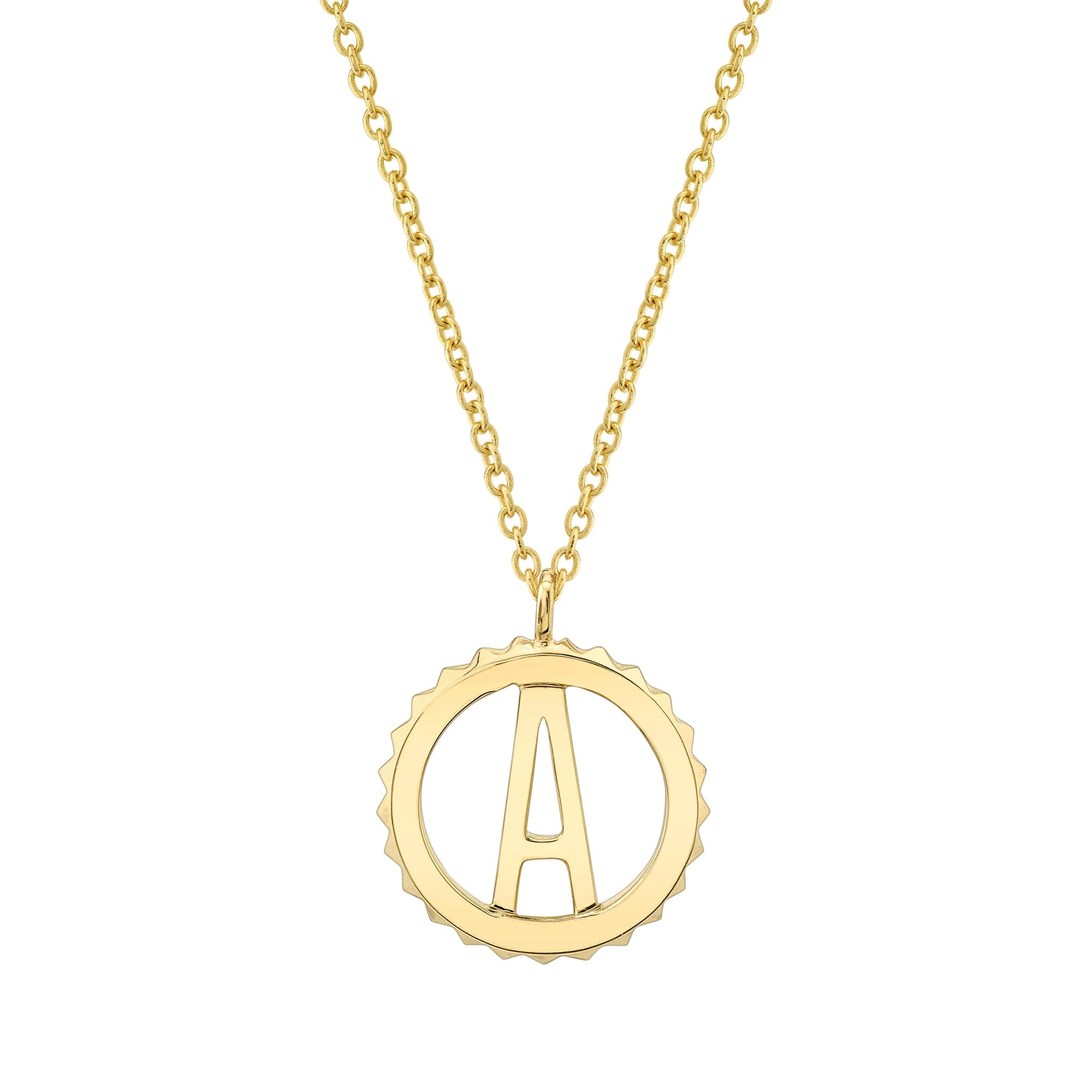 MICHAEL M Necklaces 14K Yellow Gold / A Mini Tetra Initial Medallion P364YG