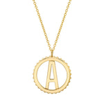 MICHAEL M Necklaces 14K Yellow Gold / A Tetra Initial Medallion P366