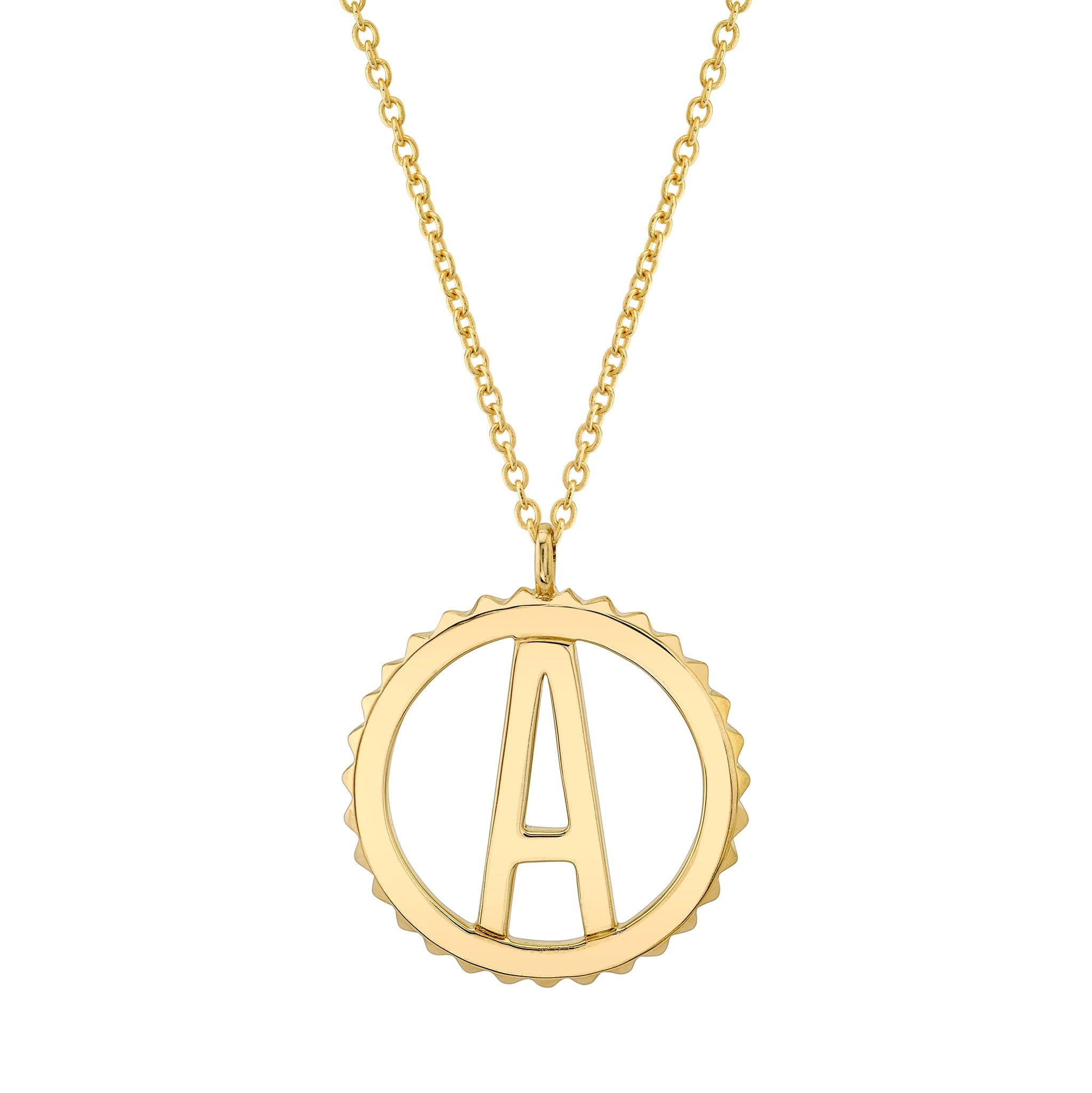 MICHAEL M Necklaces 14K Yellow Gold / A Tetra Initial Medallion P366