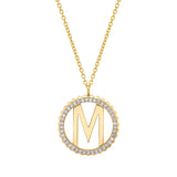 MICHAEL M Necklaces 14K Yellow Gold / A Tetra Pavé Initial Medallion P367YG