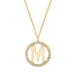 MICHAEL M Necklaces 14K Yellow Gold / A Tetra Pavé Initial Medallion P367