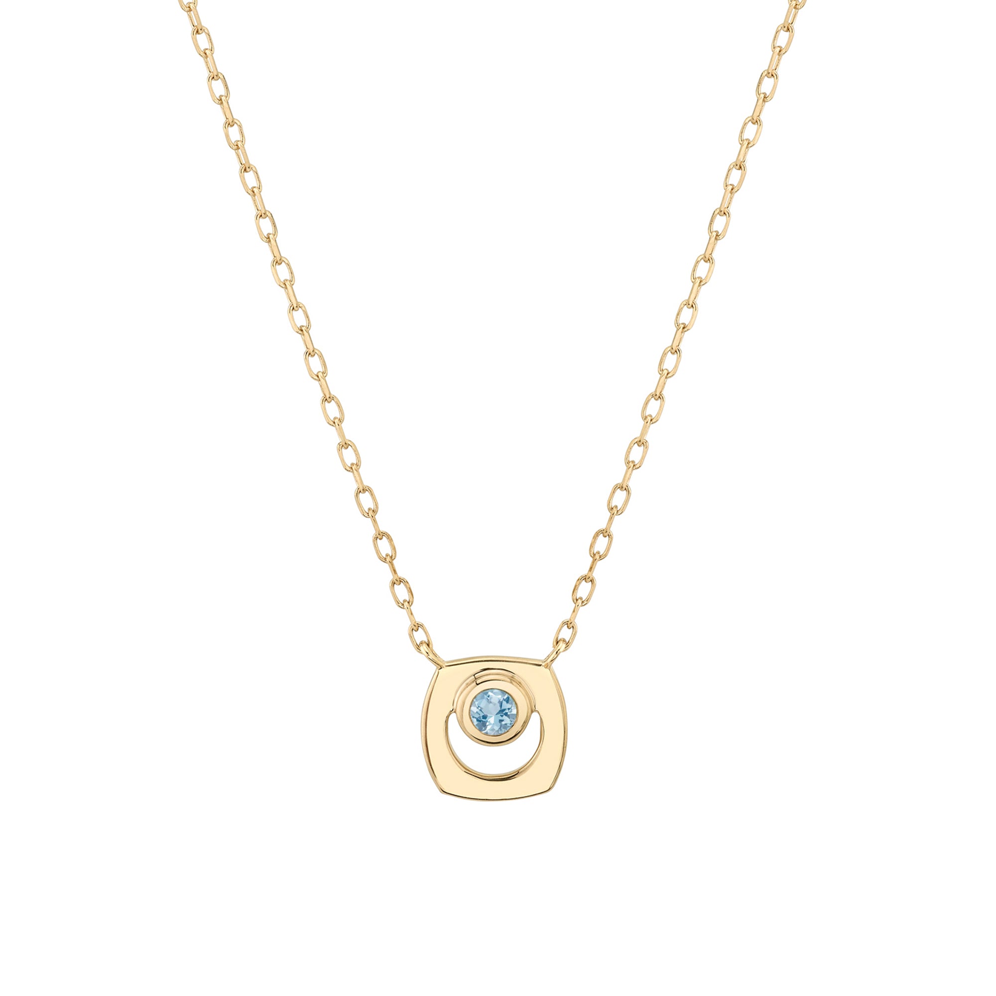 MICHAEL M Necklaces 14K Yellow Gold / Aquamarine - March Signature Birthstone Necklace CN435AQ