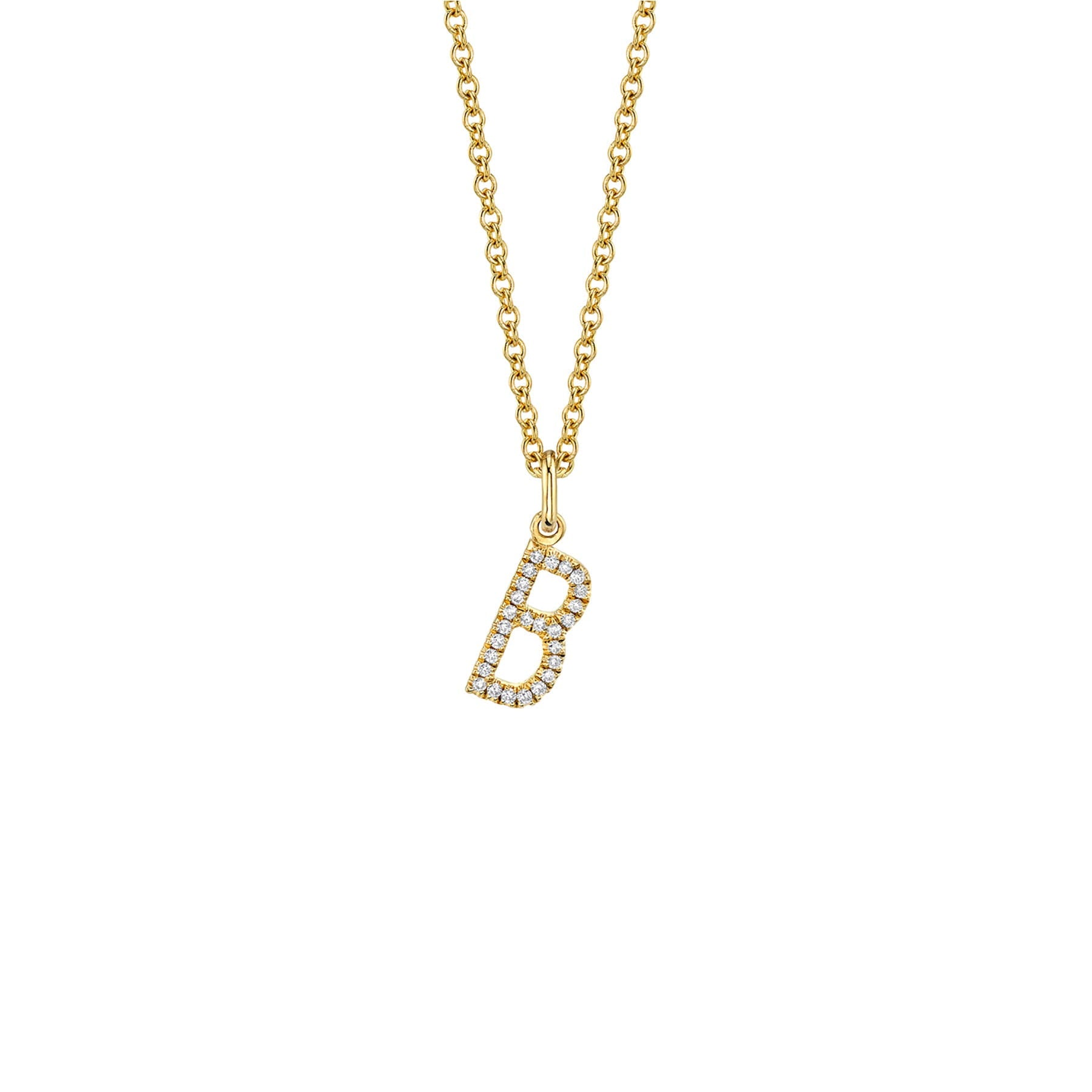 MICHAEL M Necklaces 14K Yellow Gold / B Diamond Initial Pendant P141B