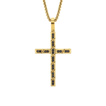 MICHAEL M Necklaces 14K Yellow Gold Box Black Diamond Cross Pendant MP232