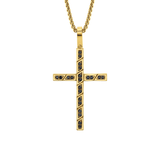 MICHAEL M Necklaces 14K Yellow Gold Box Black Diamond Cross Pendant MP232