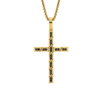 MICHAEL M Necklaces 14K Yellow Gold Box Black Diamond Cross Pendant MP232YG