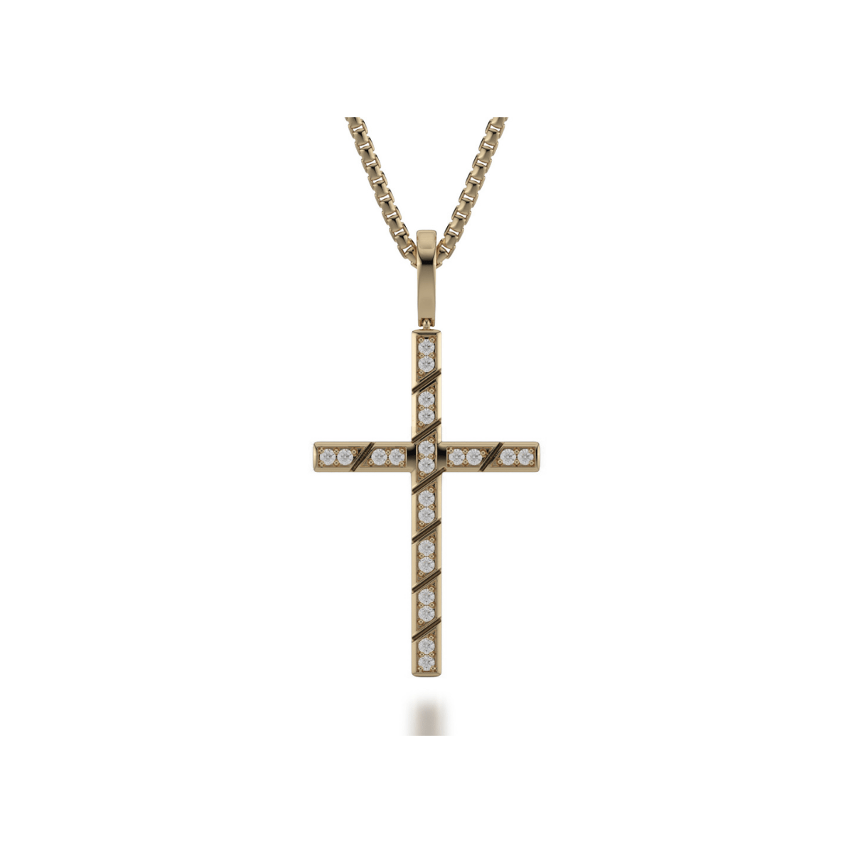MICHAEL M Necklaces 14K Yellow Gold Box Diamond Cross Pendant MP232