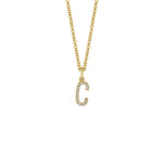 MICHAEL M Necklaces 14K Yellow Gold / C Diamond Initial Pendant P141C