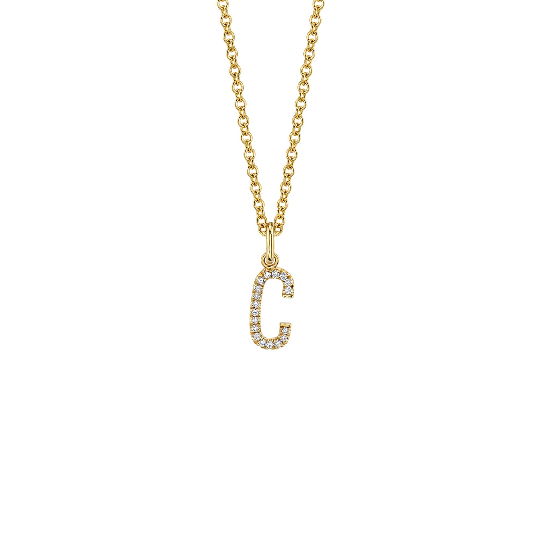 MICHAEL M Necklaces 14K Yellow Gold / C Diamond Initial Pendant P141C