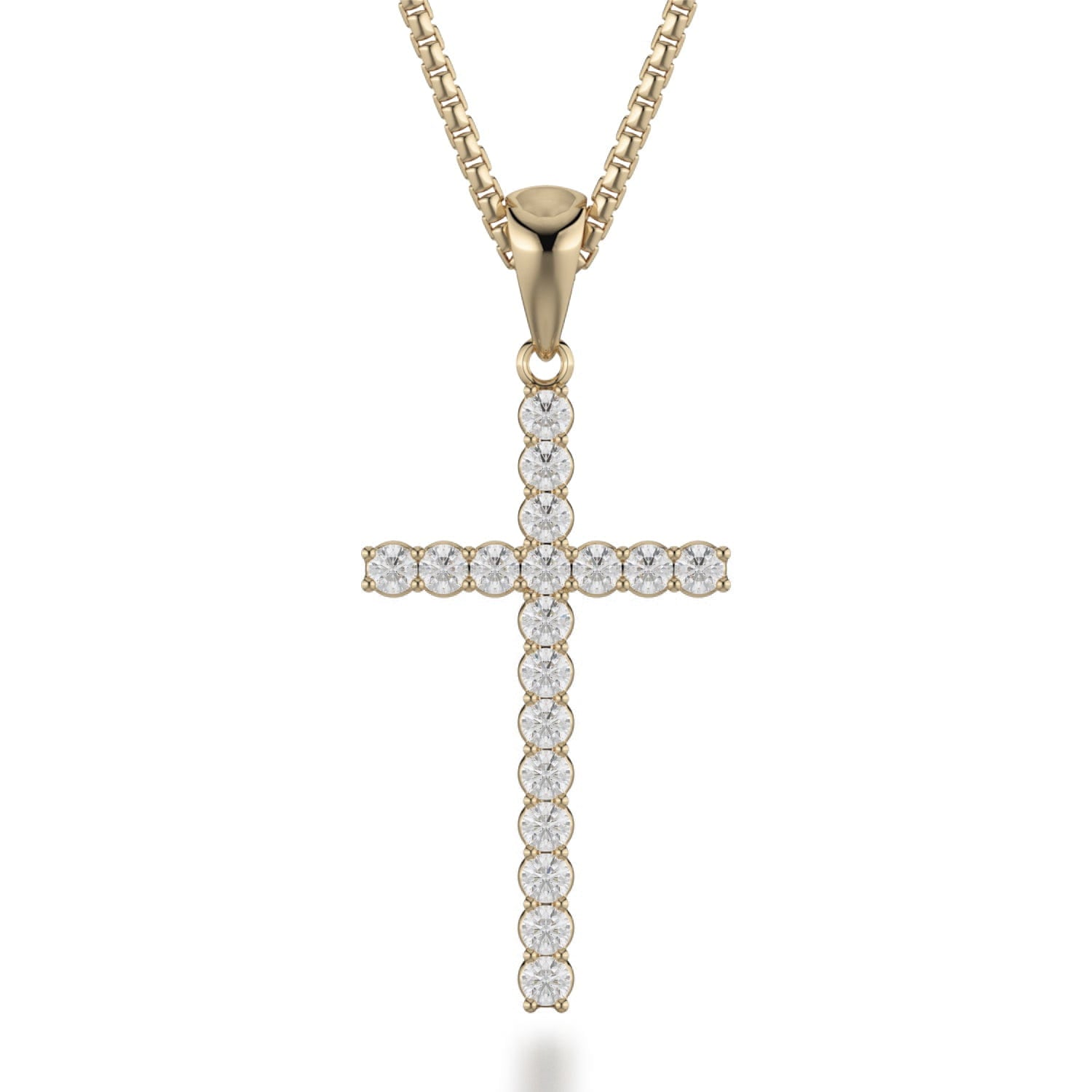 MICHAEL M Necklaces 14K Yellow Gold Classic Diamond Cross Necklace MP236