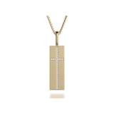MICHAEL M Necklaces 14K Yellow Gold Diamond Cross Tag Necklace MP233