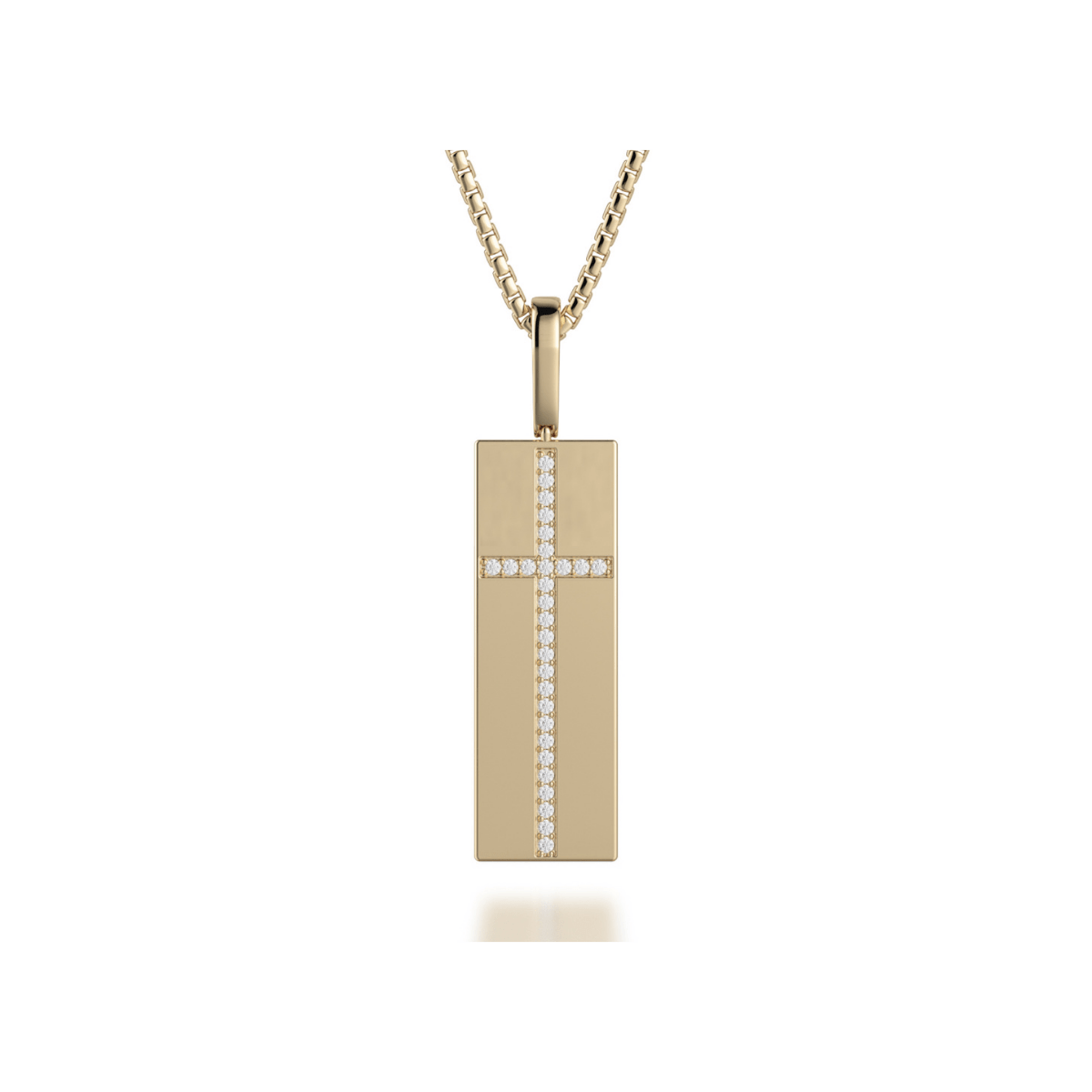 MICHAEL M Necklaces 14K Yellow Gold Diamond Cross Tag Necklace MP233YG