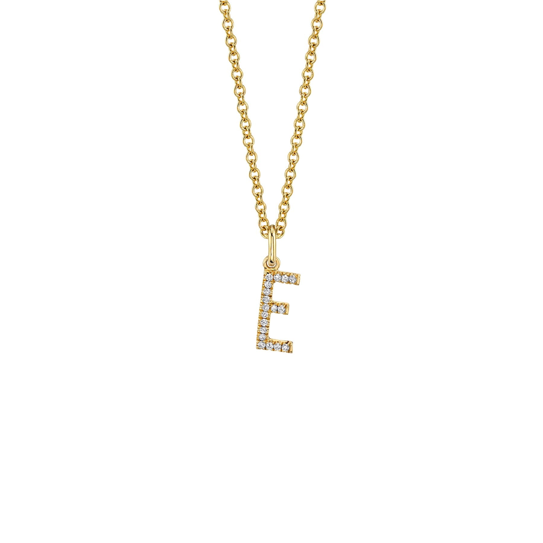 MICHAEL M Necklaces 14K Yellow Gold / E Diamond Initial Pendant P141E