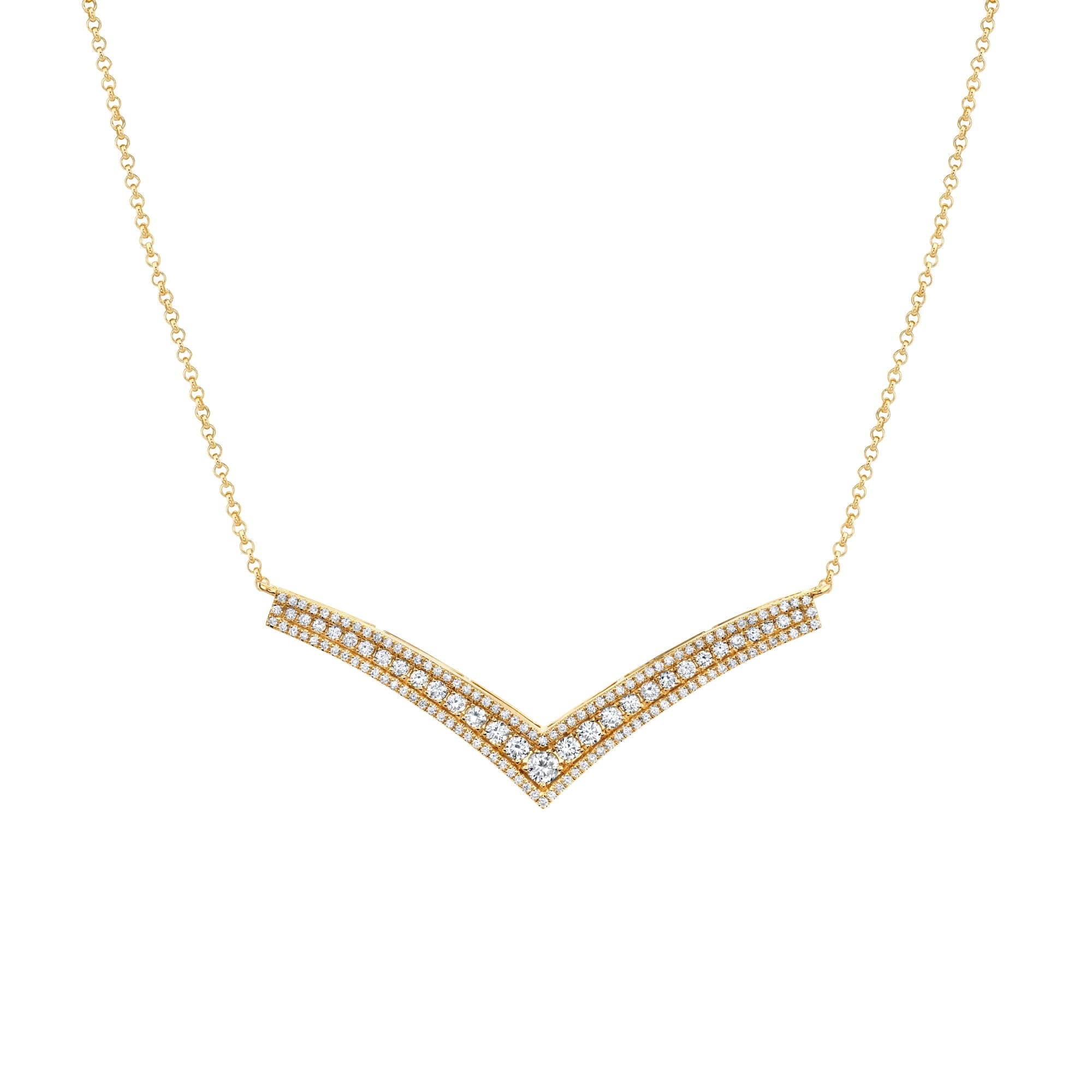 MICHAEL M Necklaces 14K Yellow Gold Europa Chevron Necklace CN399-14KYG