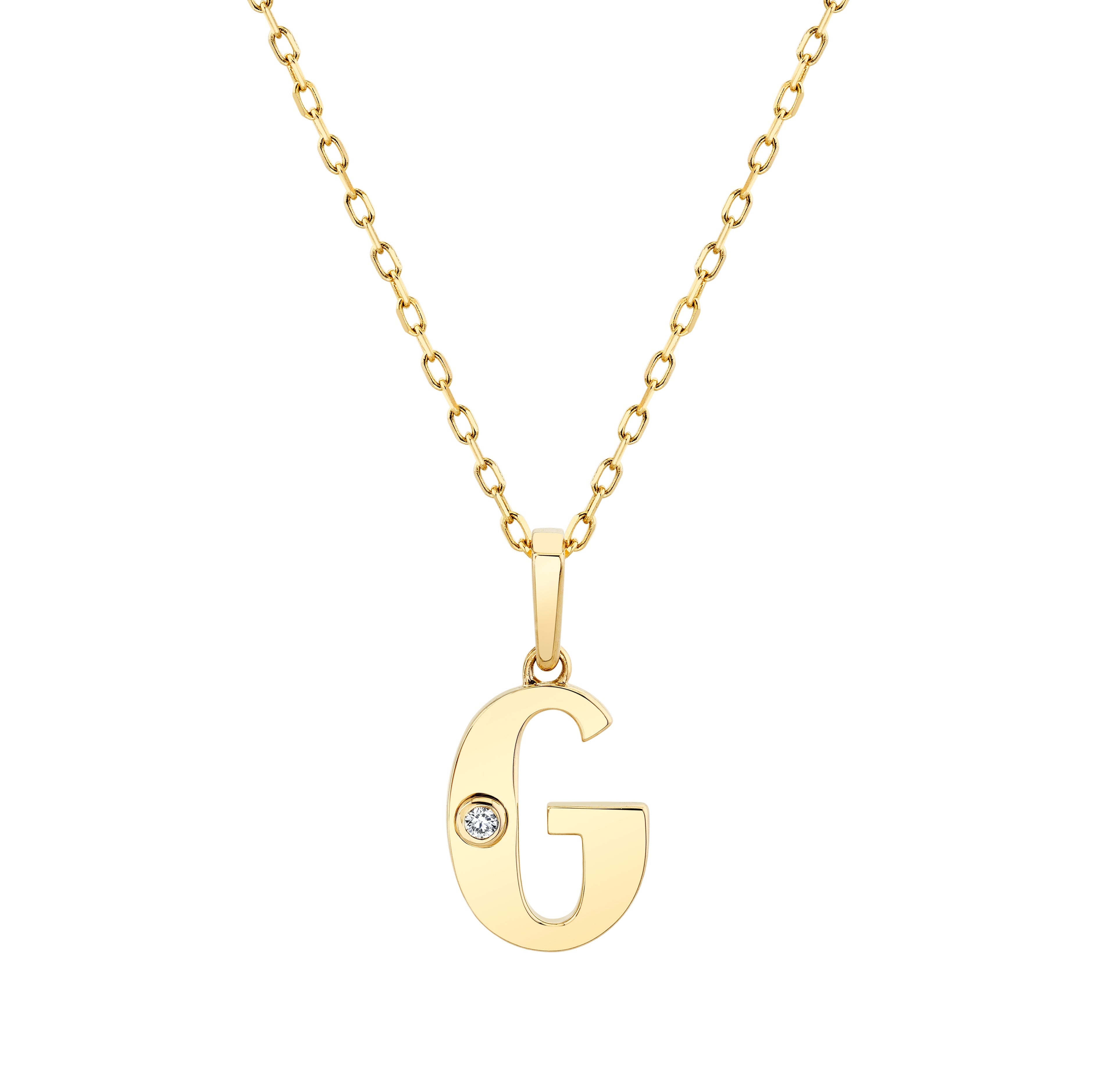 MICHAEL M Necklaces 14K Yellow Gold / G Deco Initial Pendant