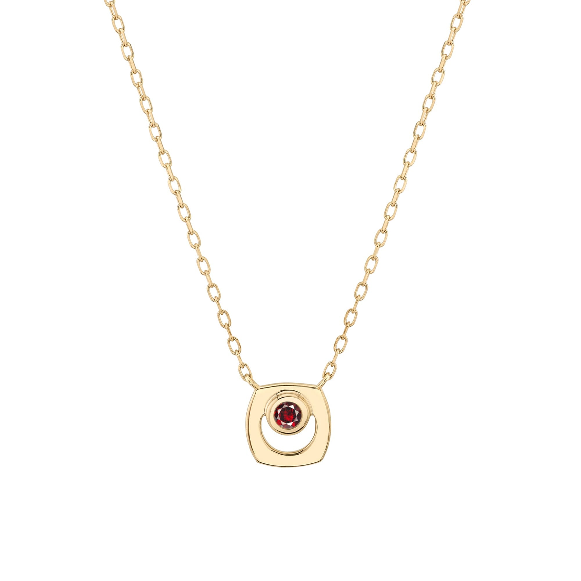 MICHAEL M Necklaces 14K Yellow Gold / Garnet - January Signature Birthstone Necklace CN435GT