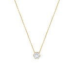 MICHAEL M Necklaces 14K Yellow Gold Hex Halo Solitaire Necklace P425-1.5