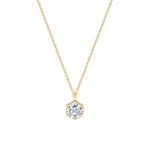 MICHAEL M Necklaces 14K Yellow Gold Hex Halo Solitaire Pendant P427-1.0