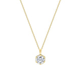 MICHAEL M Necklaces 14K Yellow Gold Hex Halo Solitaire Pendant P427-1.0