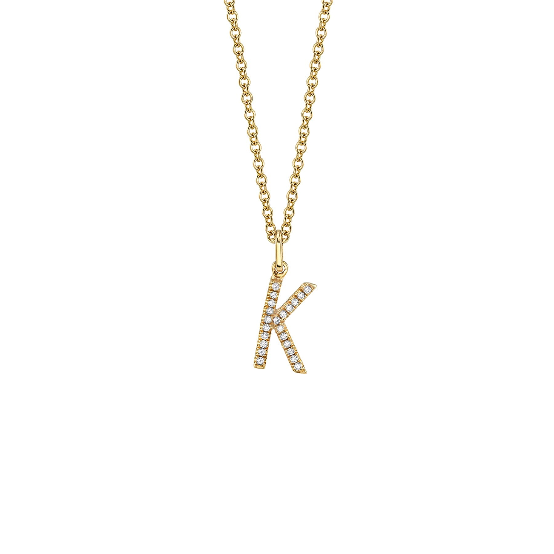 MICHAEL M Necklaces 14K Yellow Gold / K Diamond Initial Pendant P141K