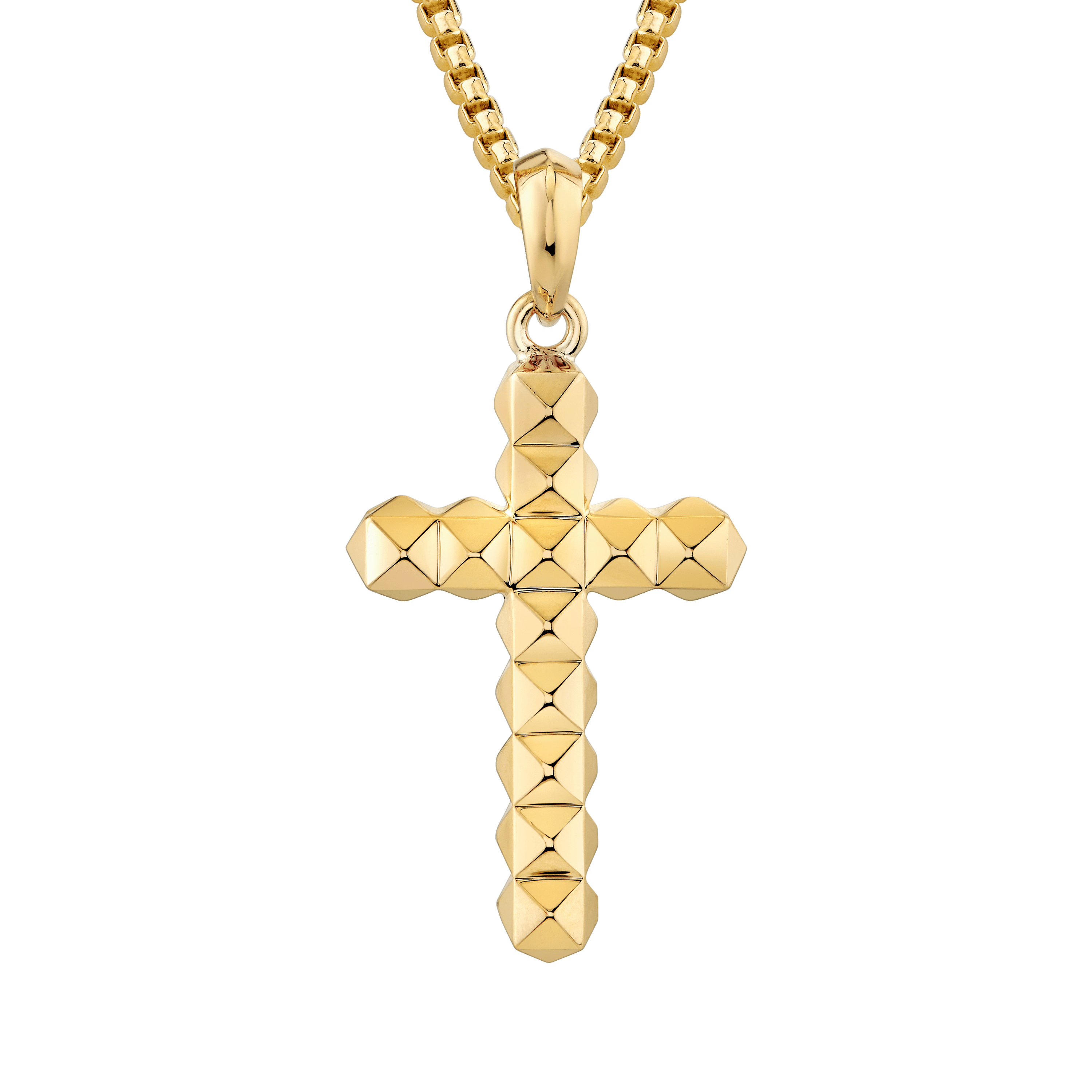 MICHAEL M Necklaces 14K Yellow Gold Men's 3D Tetra Cross MP239