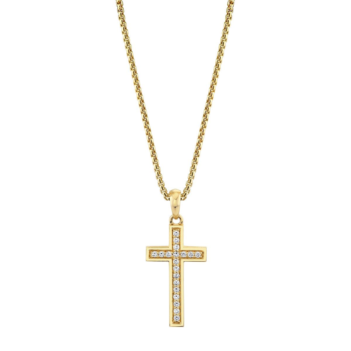 MICHAEL M Necklaces 14K Yellow Gold Men's Tetra Pave Cross